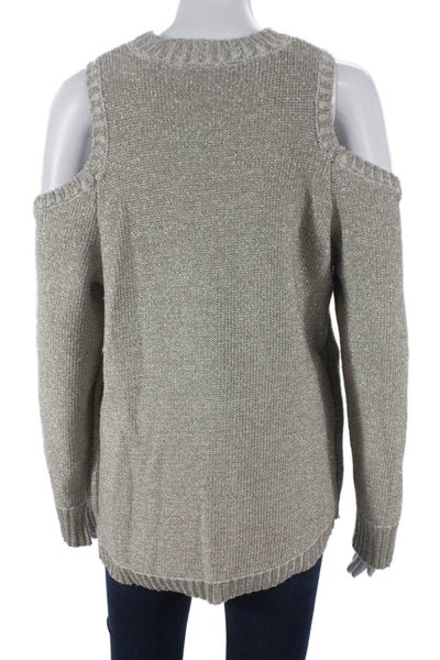 BCBGMAXAZRIA Womens Beige Cable Knit Sweater Pullover Size M