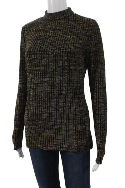 Esqualo Womens Black Check Mock Neck Tunic Long Sleeve Pullover Size S