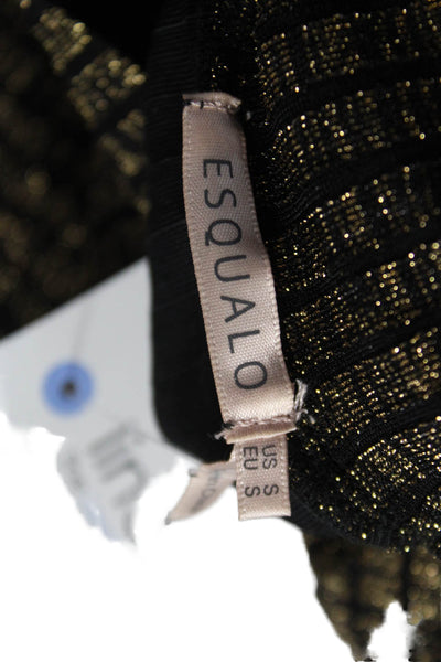 Esqualo Womens Black Check Mock Neck Tunic Long Sleeve Pullover Size S