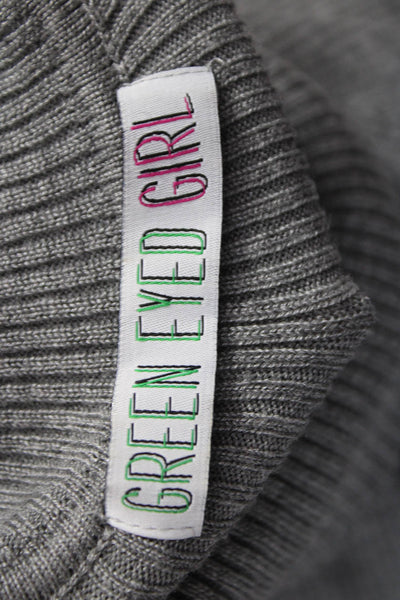 Green Eyed Girl Womens Pullover Sweater Turtleneck Gray Size L
