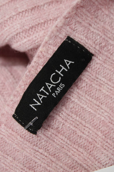 Natacha Womens V-Neck Wool Pullover Long Sleeve Pink Size S