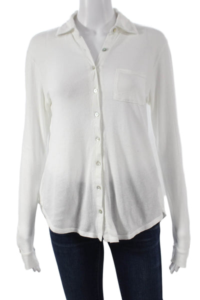 Chaser Womens Basic Cotton Collared Button-Up White Long Sleeve Size S
