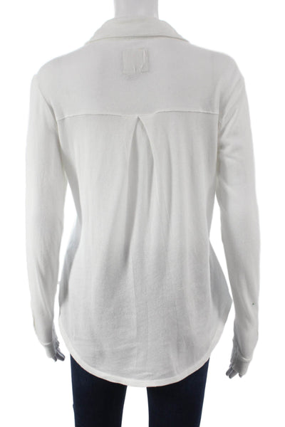 Chaser Womens Basic Cotton Collared Button-Up White Long Sleeve Size S