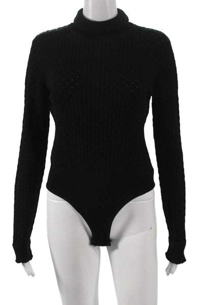 Nanushka Women One Piece Bodysuit Black Viscose Long Sleeve Geometric Size M
