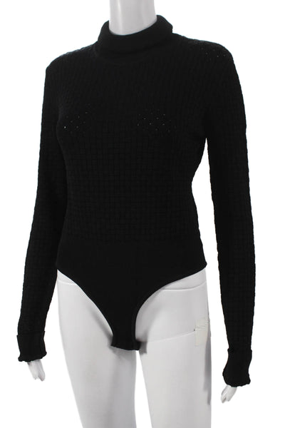 Nanushka Women One Piece Bodysuit Black Viscose Long Sleeve Geometric Size M