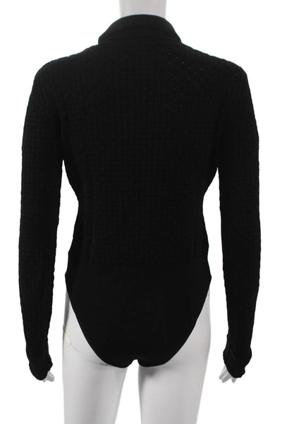 Nanushka Women One Piece Bodysuit Black Viscose Long Sleeve Geometric Size M
