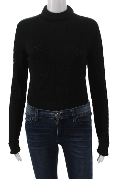 Nanushka Women One Piece Bodysuit Black Viscose Long Sleeve Geometric Size M
