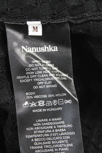 Nanushka Women One Piece Bodysuit Black Viscose Long Sleeve Geometric Size M