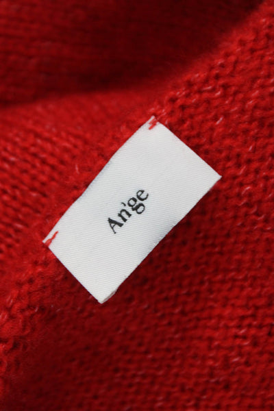 Ange Women Cardigan Red V-Neck Short Sleeve Acrylic Size One Size