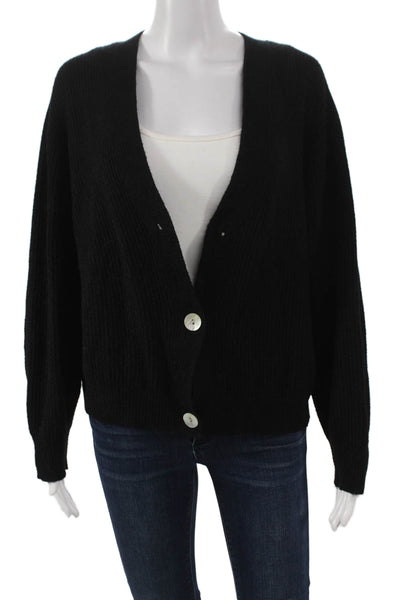 Alexandre Laurent Women Cardigan Black V-Neck Viscose Long Sleeve Size One Size