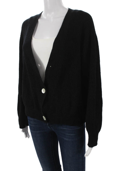 Alexandre Laurent Women Cardigan Black V-Neck Viscose Long Sleeve Size One Size