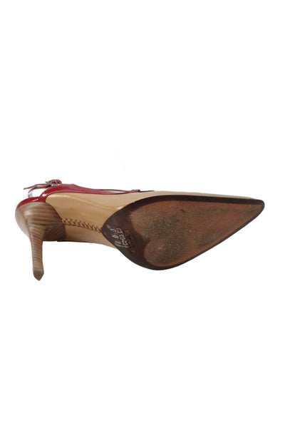 Tods Womens Leather Pointed Toe Slingbacks Heels Shoes Brown Size 5