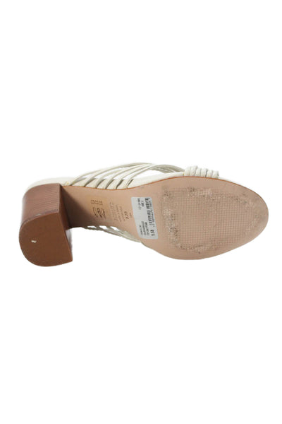 Schutz Womens Leather Strappy Block Heels Evangeline Shoes White Size 5.5B