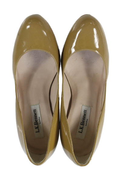 L.K. Bennett Womens Leather Platform Pumps Shoes Brown Size 5