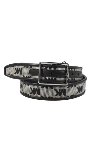 Michael Kors Mens Leather Monogram Reversible Belt Black Size 34