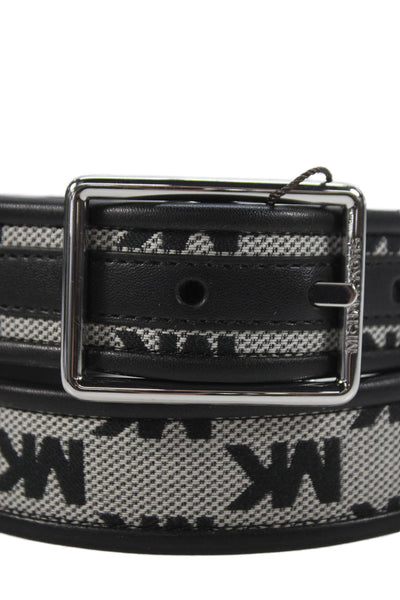 Michael Kors Mens Leather Monogram Reversible Belt Black Size 34