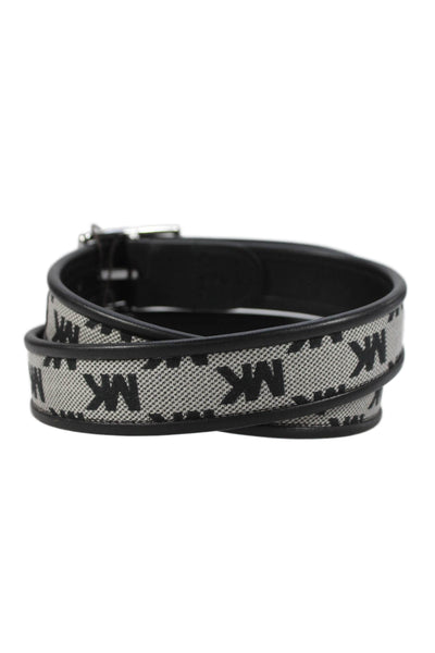 Michael Kors Mens Leather Monogram Reversible Belt Black Size 34