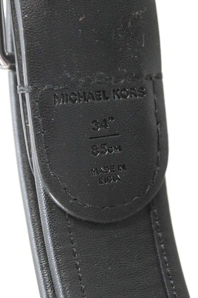 Michael Kors Mens Leather Monogram Reversible Belt Black Size 34