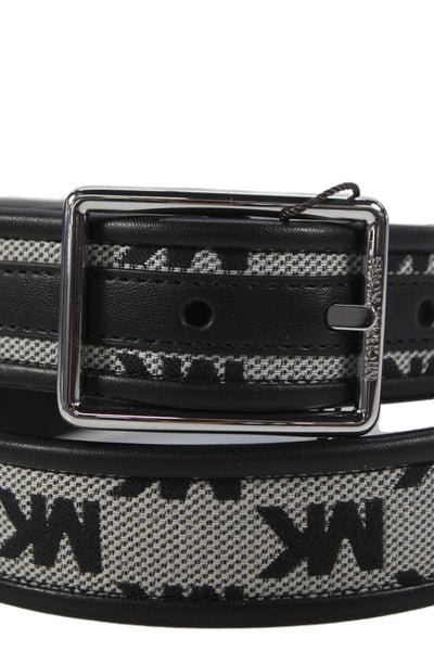 Michael Kors Mens Leather Monogram Reversible Belt Black Size 32