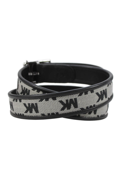 Michael Kors Mens Leather Monogram Reversible Belt Black Size 32
