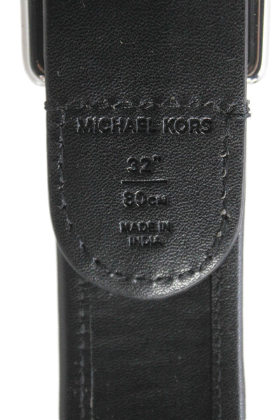 Michael Kors Mens Leather Monogram Reversible Belt Black Size 32