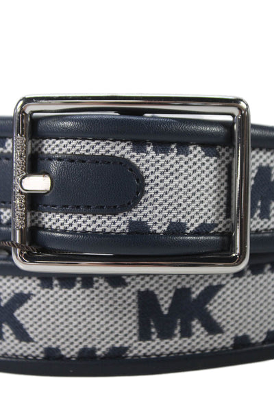 Michael Kors Mens Leather Monogram Reversible Belt Navy Blue Marine Size 38