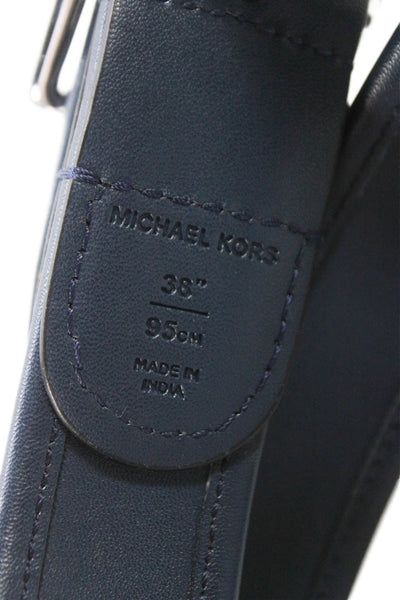Michael Kors Mens Leather Monogram Reversible Belt Navy Blue Marine Size 38
