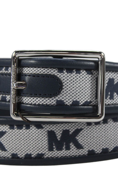 Michael Kors Mens Leather Monogram Reversible Belt Navy Blue Marine Size 30