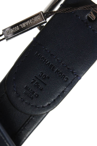 Michael Kors Mens Leather Monogram Reversible Belt Navy Blue Marine Size 30