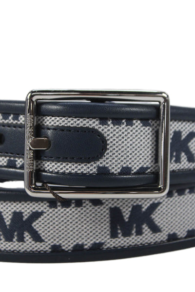 Michael Kors Mens Leather Monogram Reversible Belt Navy Blue Marine Size 32