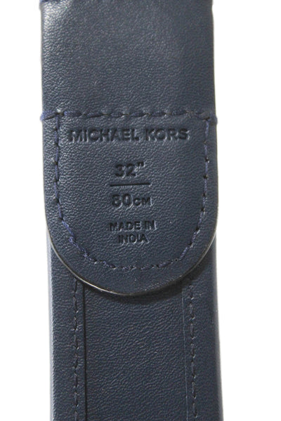 Michael Kors Mens Leather Monogram Reversible Belt Navy Blue Marine Size 32