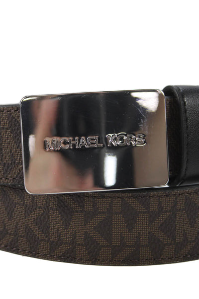 Michael Kors Mens Leather Monogram Buckle Belt Brown Size 30