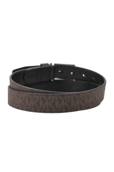 Michael Kors Mens Leather Monogram Buckle Belt Brown Size 30