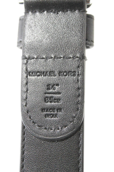 Michael Kors Mens Leather Monogram Reversible Buckle Belt Black Size 34