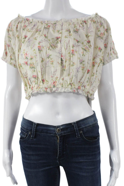 Polo Ralph Lauren Womens Floral Off Shoulder Cropped Blouse Size XL