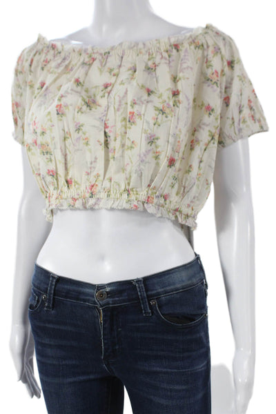 Polo Ralph Lauren Womens Floral Off Shoulder Cropped Blouse Size XL