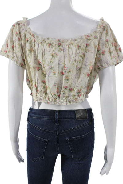 Polo Ralph Lauren Womens Floral Off Shoulder Cropped Blouse Size XL