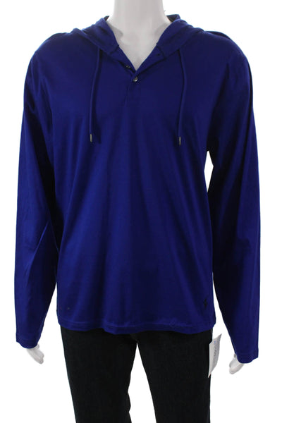 Polo Ralph Lauren Mens Blue Henley Shirt Long Sleeve Mercerized Cotton Size XL