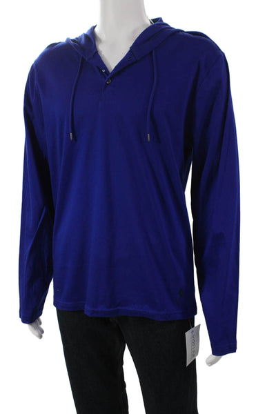 Polo Ralph Lauren Mens Blue Henley Shirt Long Sleeve Mercerized Cotton Size XL
