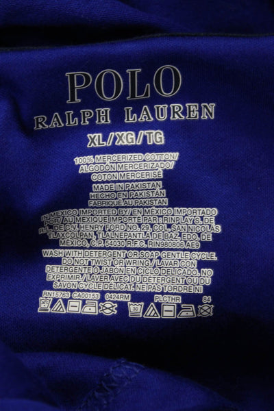 Polo Ralph Lauren Mens Blue Henley Shirt Long Sleeve Mercerized Cotton Size XL