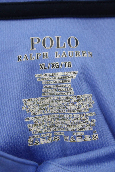 Polo Ralph Lauren Mens Henley Hoodie Blue Cotton Long Sleeve Size XL