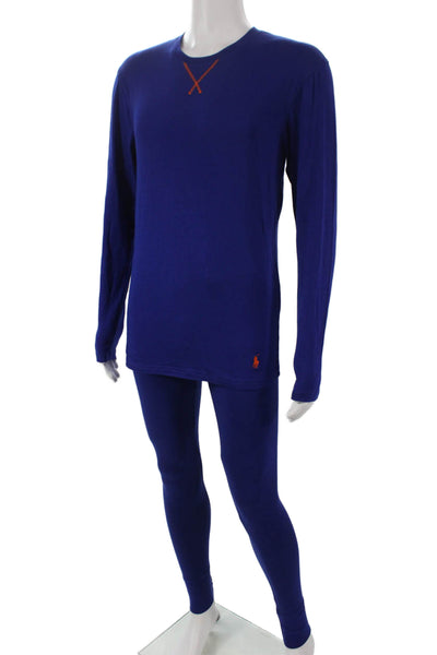Polo Ralph Lauren Mens Long Sleeves Pajama Set Blue Cotton Size Medium
