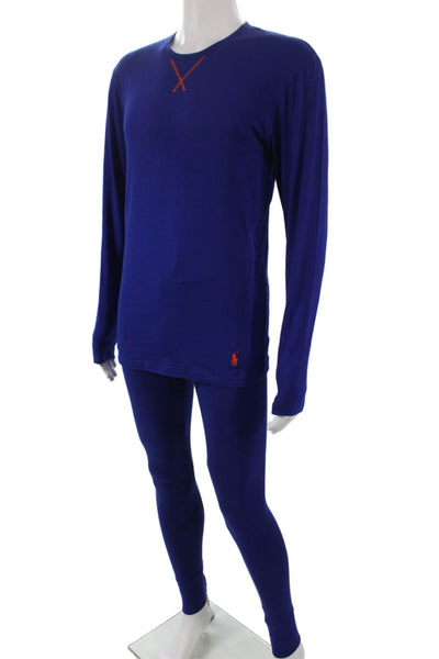 Polo Ralph Lauren Mens Long Sleeves Pajama Set Blue Cotton Size Large