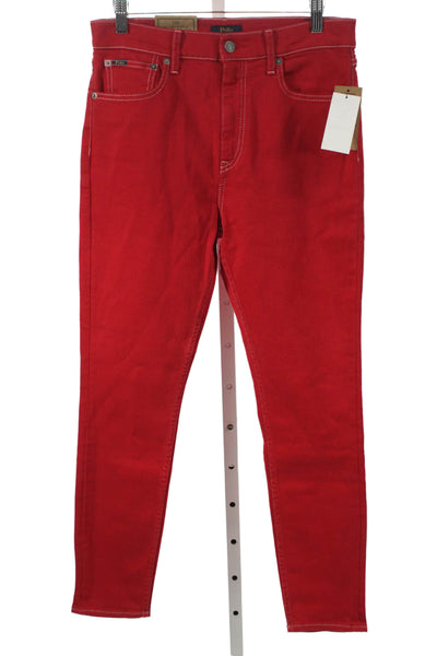 Polo Ralph Lauren Womens Skinny Jeans Red Cotton Blend Size 30