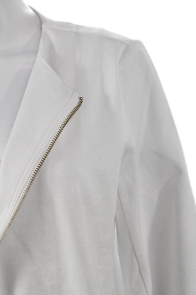 Eileen Fisher Womens Biker Jacket White Organic Cotton Petite Size S