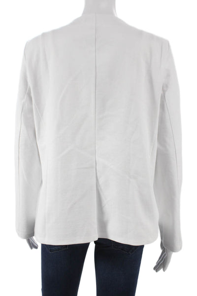 Eileen Fisher Womens Biker Jacket White Organic Cotton Petite Size S