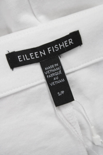 Eileen Fisher Womens Biker Jacket White Organic Cotton Petite Size S