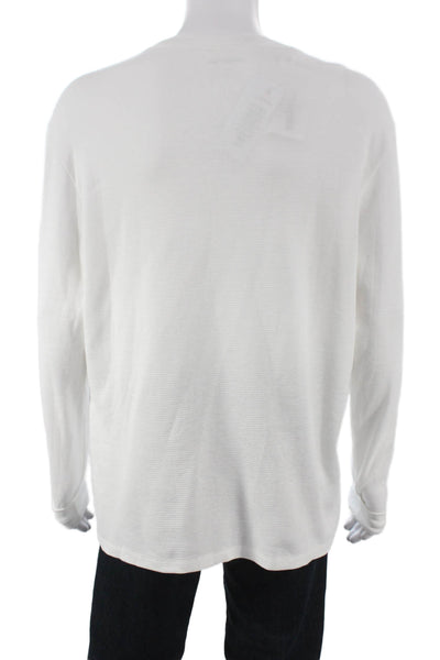 Lacoste Mens Long Sleeve White Cotton T Shirt Round Neck Size L