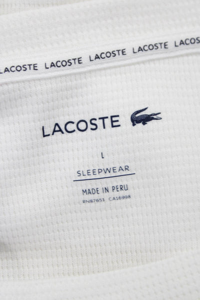 Lacoste Mens Long Sleeve White Cotton T Shirt Round Neck Size L