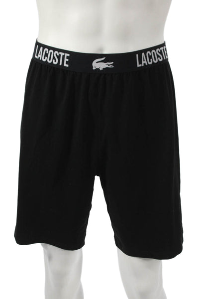 Lacoste Mens Cotton Solid Boxer Shorts Black Size L